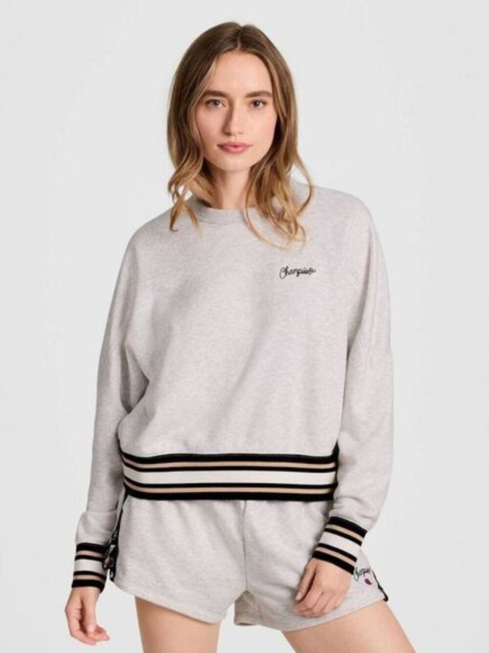 Champion Elective Cropped Crew Sweatshirt NWT! Heather Grey